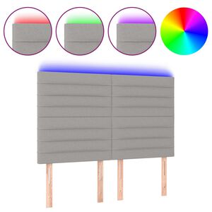 vidaXL LED Kopfteil Hellgrau 144x5x118/128 cm Stoff