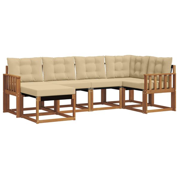 vidaXL Outdoor-Sofagarnitur mit Kissen 6 pcs Natur und Beige