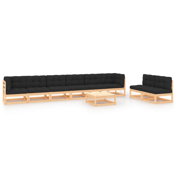 vidaXL 9-tlg. Garten-Lounge-Set mit Kissen Massivholz Kiefer