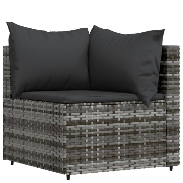 vidaXL 4-tlg. Garten-Lounge-Set mit Kissen Grau Poly Rattan