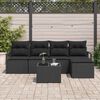 vidaXL Sofa Set mit Kissen 6 pcs Schwarz Poly Rattan