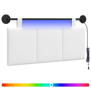vidaXL H&auml;ngendes Kopfteil Mit LED Licht Wei&szlig; Stoff