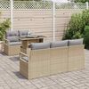vidaXL Gartensofa-set mit Kissen mit Speicher 6 pcs Beige Poly Rattan