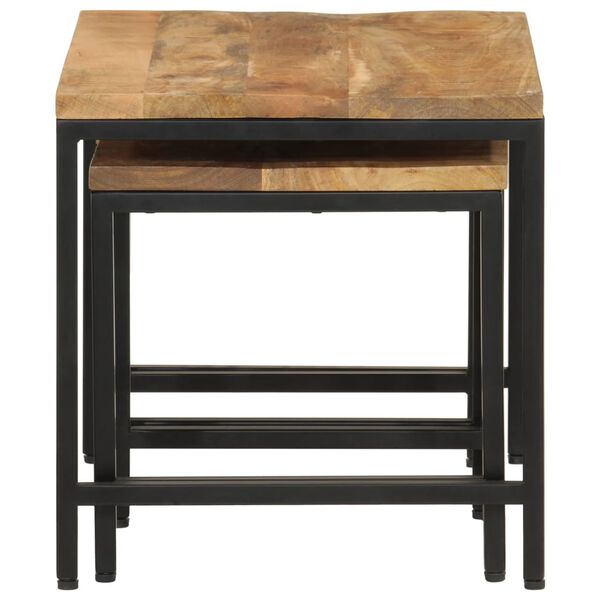 vidaXL Satztische 3 Stk. Raues Massivholz Mango und Eisen