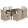 vidaXL 7-tlg. Garten-Essgruppe mit Kissen Beige Poly Rattan