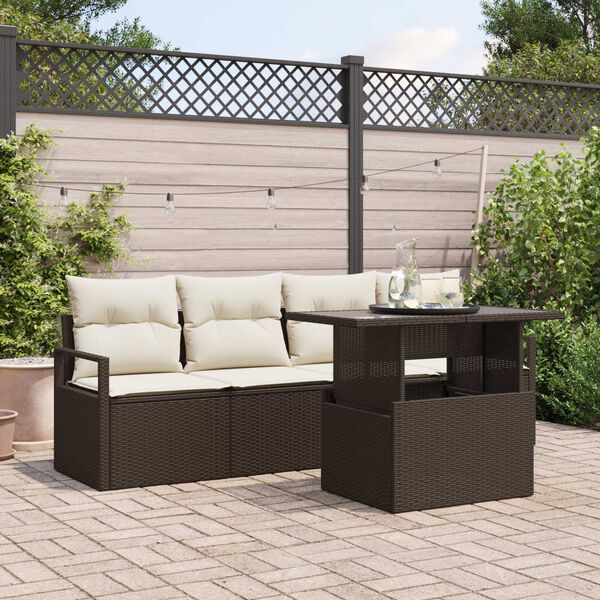 vidaXL Garten-Sofa-Set mit Speicher 5 pcs Braun Poly Rattan