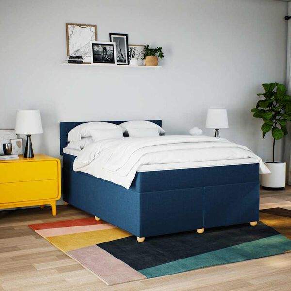 vidaXL Boxspringbett mit Matratze Blau 140x190 cm Stoff
