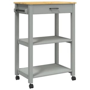 vidaXL K&uuml;chenwagen MONZA 60x40x88,5 cm Grau Massivholz Kiefer