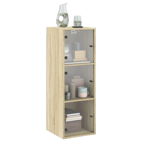 vidaXL Wandschrank mit Glast&uuml;ren Sonoma-Eiche 35x37x100 cm