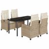 vidaXL 5-tlg. Garten-Essgruppe mit Kissen Beige Poly Rattan