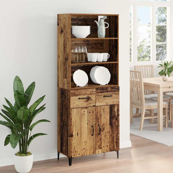 vidaXL Highboard Altholz 69,5 x 34 x 180 cm Holzwerkstoff