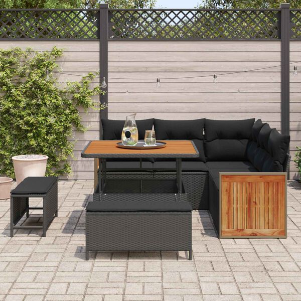 vidaXL Gartensofa-set mit Kissen 8 pcs Schwarz