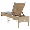 vidaXL Sonnenliege mit Auflage Beige 55x200x44 cm Poly Rattan