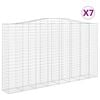 vidaXL Gabionen mit Hochbogen 7 Stk. 400x50x220/240cm Verzinktes Eisen