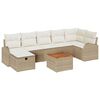 vidaXL Garten-Sofa-Set mit Kissen mit Speicher 8 pcs Beige Poly Rattan