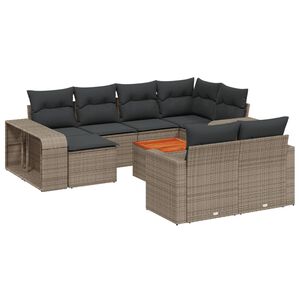 vidaXL 11-tlg. Garten-Sofagarnitur mit Kissen Grau Poly Rattan