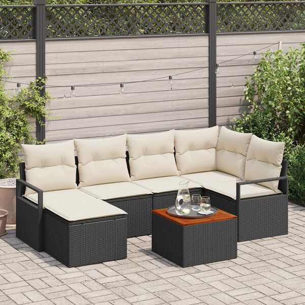 vidaXL Garten-Sofa-Set 7 pcs Schwarz und Wei&szlig;
