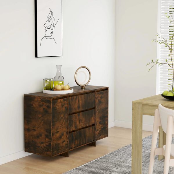 vidaXL Sideboard mit 3 Schubladen R&auml;uchereiche 120x41x75 cm