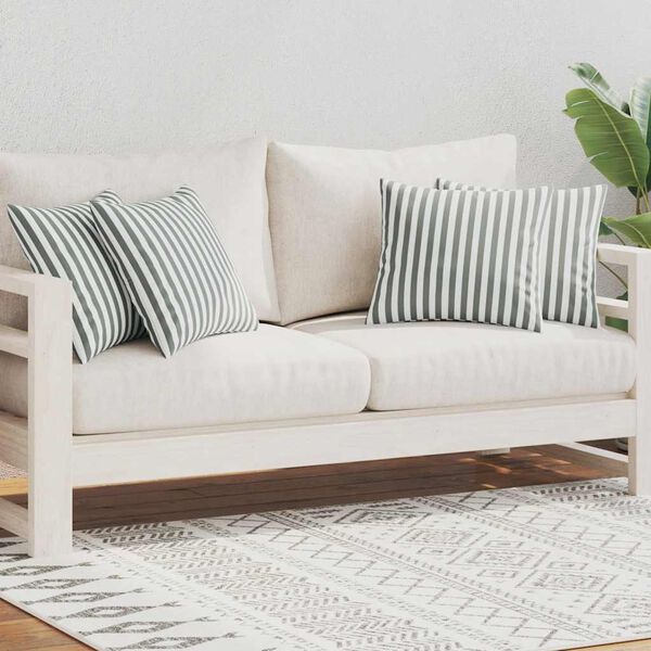 vidaXL Gartenkissen 4 Stk. Streifenmuster 45 x 45 cm Grau