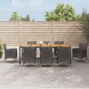 vidaXL 9-tlg. Garten-Essgruppe mit Kissen Schwarz Poly Rattan