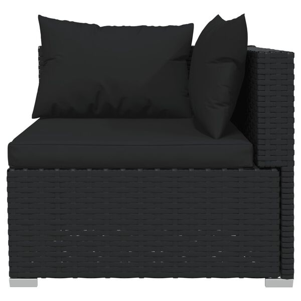 vidaXL 12-tlg. Garten-Lounge-Set mit Kissen Poly Rattan Schwarz