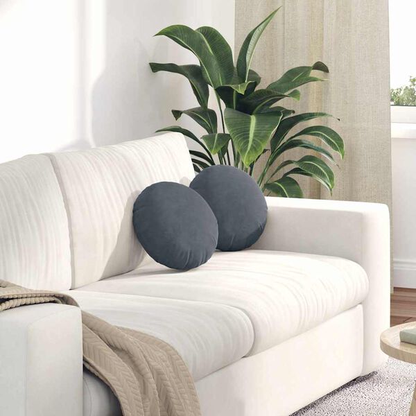 vidaXL Sitzkissen 2 St&uuml;ck Dunkelgrau &Oslash; 30 x 13 cm Samt