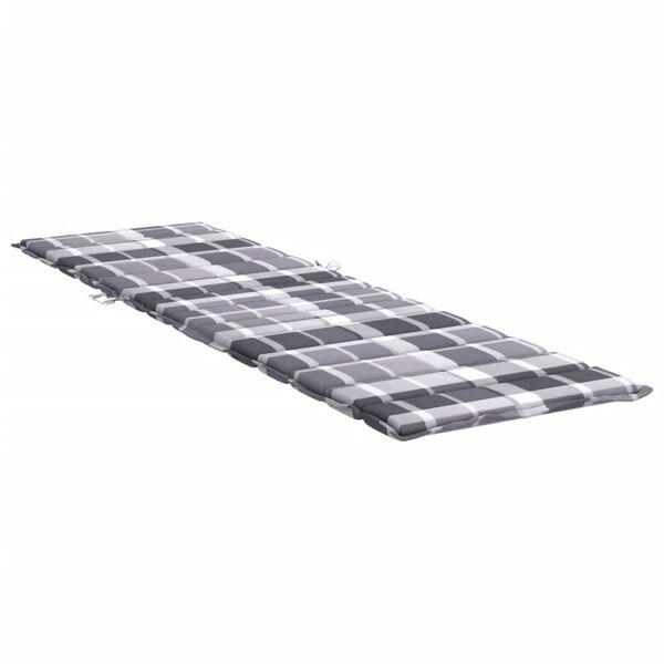 vidaXL Sonnenliegen-Auflage Grau Karomuster 200x60x3 cm Oxford-Gewebe