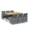 vidaXL 7-tlg. Garten-Essgruppe mit Kissen Poly Rattan Grau