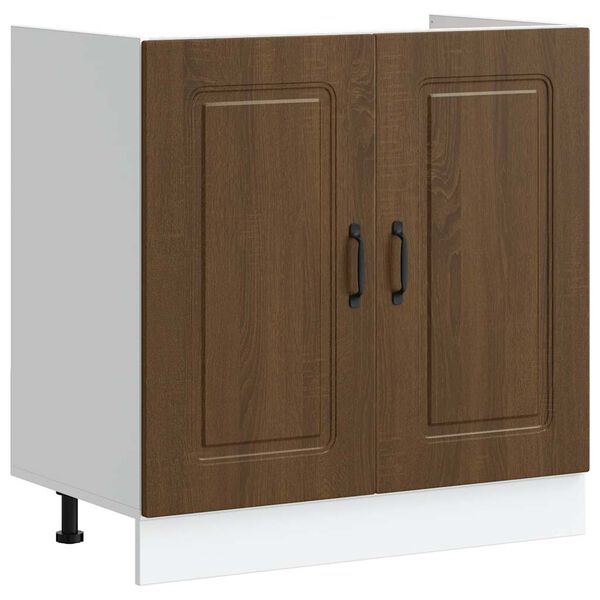 vidaXL Sp&uuml;lenunterschrank Kalmar Braun Eichen-Optik 80x46x81,5 cm