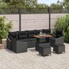 vidaXL Garten-Sofa-Set mit Kissen 10 pcs Schwarz 90 x 55 x 71 cm