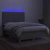vidaXL Boxspringbett mit Matratze & LED Hellgrau 140x190 cm Stoff
