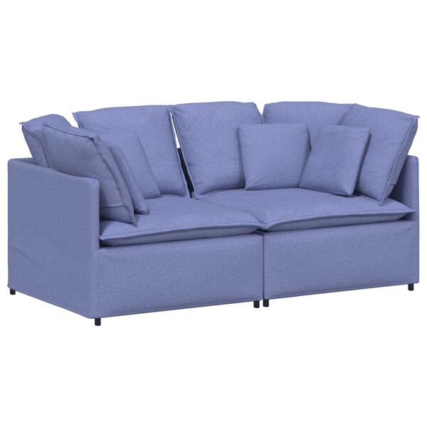 vidaXL Modulares Sofa mit Kissen Stoff Jeansblau