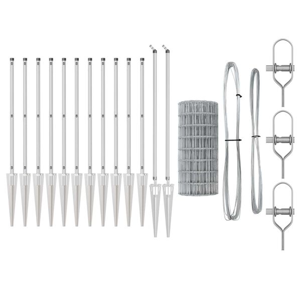 vidaXL Zaun mit Pfosten Silber 1 x 10 m Stahl