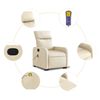 vidaXL Massagesessel mit Aufstehhilfe Creme Stoff