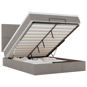 vidaXL Ottoman-Bett mit Matratze & LEDs Taupe 140x190 cm Stoff