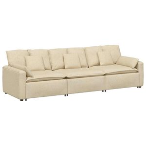 vidaXL Modulares Sofa mit Kissen Cream