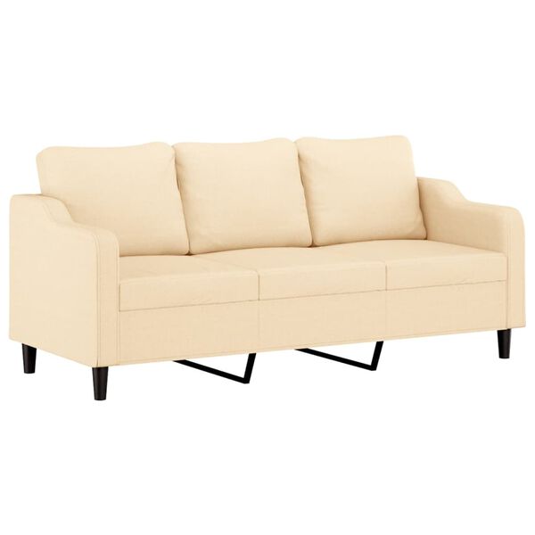 vidaXL 3-Sitzer-Sofa mit Hocker Creme 180 cm Stoff