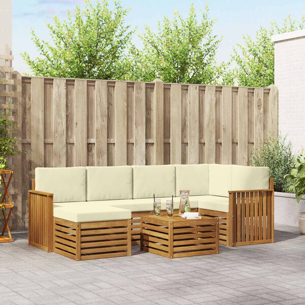 vidaXL Sofagarnituren 7 pcs Natur und Creme Massivholz Akazie