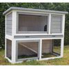 @Pet Kaninchenstall Benji Outdoor 115x48x92 cm Holz Grau und Wei&szlig;