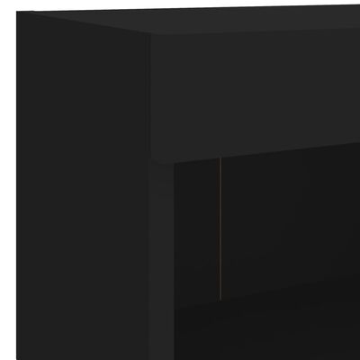 vidaXL 5-tlg. Wohnwand mit LED-Beleuchtung Schwarz Holzwerkstoff