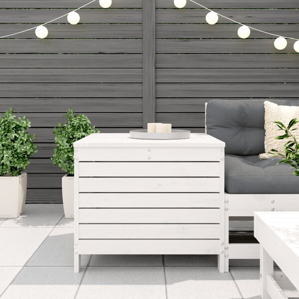 vidaXL Gartenhocker Weiß 62x63,5x53,5 cm Massivholz Kiefer