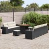 vidaXL Gartensofa-set mit Kissen 10 pcs Schwarz und Creme Poly Rattan