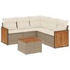vidaXL 6-tlg. Garten-Sofagarnitur mit Kissen Beige Poly Rattan