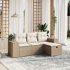 vidaXL 4-tlg. Garten-Sofagarnitur mit Kissen Beige Poly Rattan