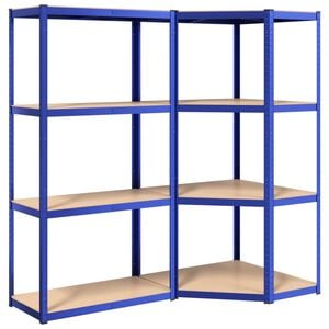 vidaXL Regale mit 4 B&ouml;den 2 Stk. Blau Stahl & Holzwerkstoff