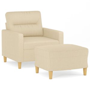 vidaXL Sessel mit Hocker Creme 60 cm Stoff