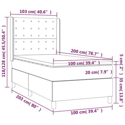vidaXL Boxspringbett mit Matratze & LED Rosa 100x200 cm Samt