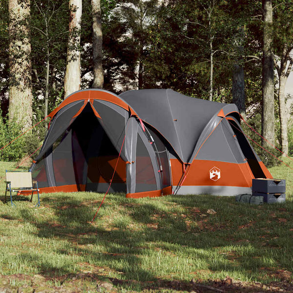 vidaXL Tipi-Familienzelt 8 Personen Grau und Orange Wasserdicht