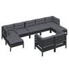 vidaXL 9-tlg. Garten-Lounge-Set mit Kissen Schwarz Kiefer Massivholz