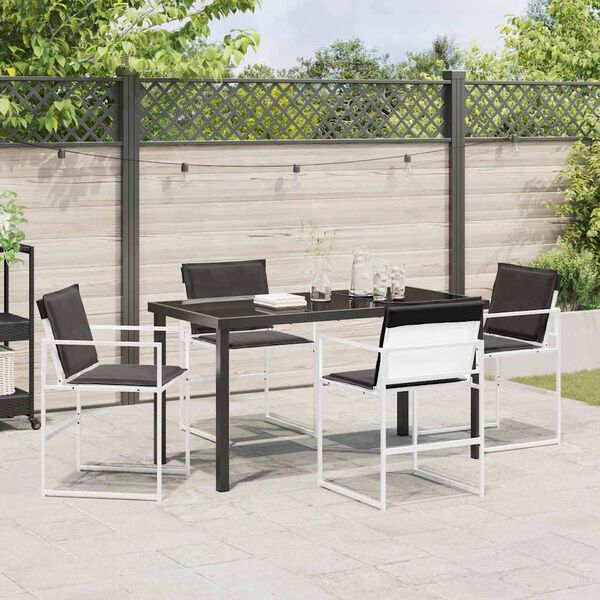 vidaXL Garten Essgruppe 5 pcs Weiß Pulverbeschichteter Stahl
